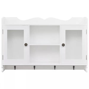 Scaffale mobile di design vetrina da parete con ripiano per libri/DVD/vetro in MDF bianco 2702115/2