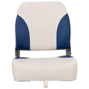 Set Sedile per Barca Pieghevole 2pz con Cuscino Blu-Bianco