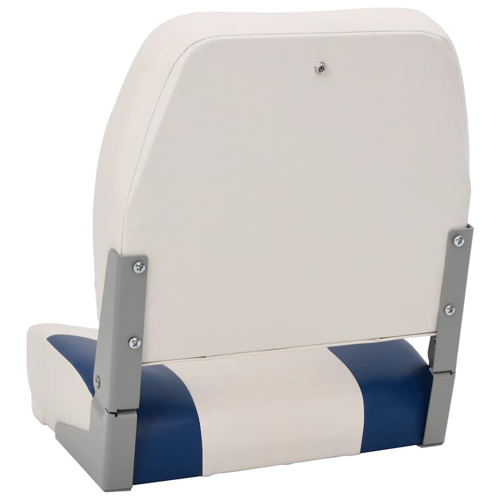 Set Sedile per Barca Pieghevole 2pz con Cuscino Blu-Bianco