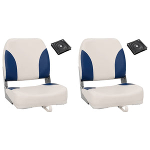 Set Sedile per Barca Pieghevole 4pz con Cuscino Blu-Bianco