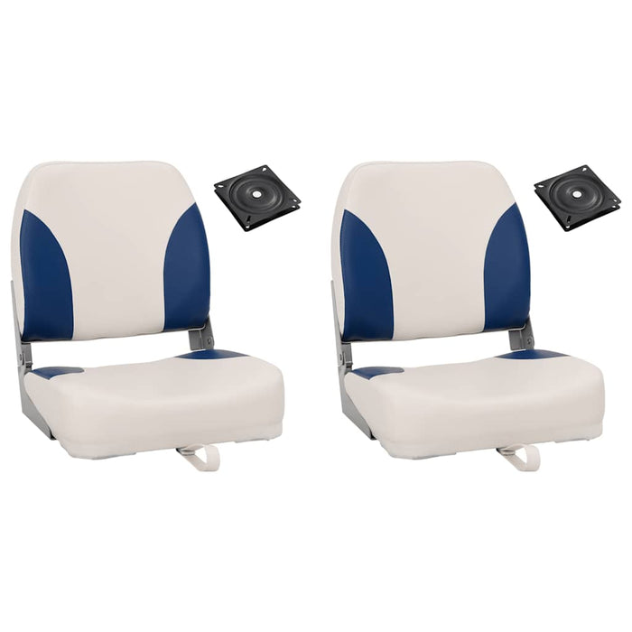 Set Sedile per Barca Pieghevole 4pz con Cuscino Blu-Bianco