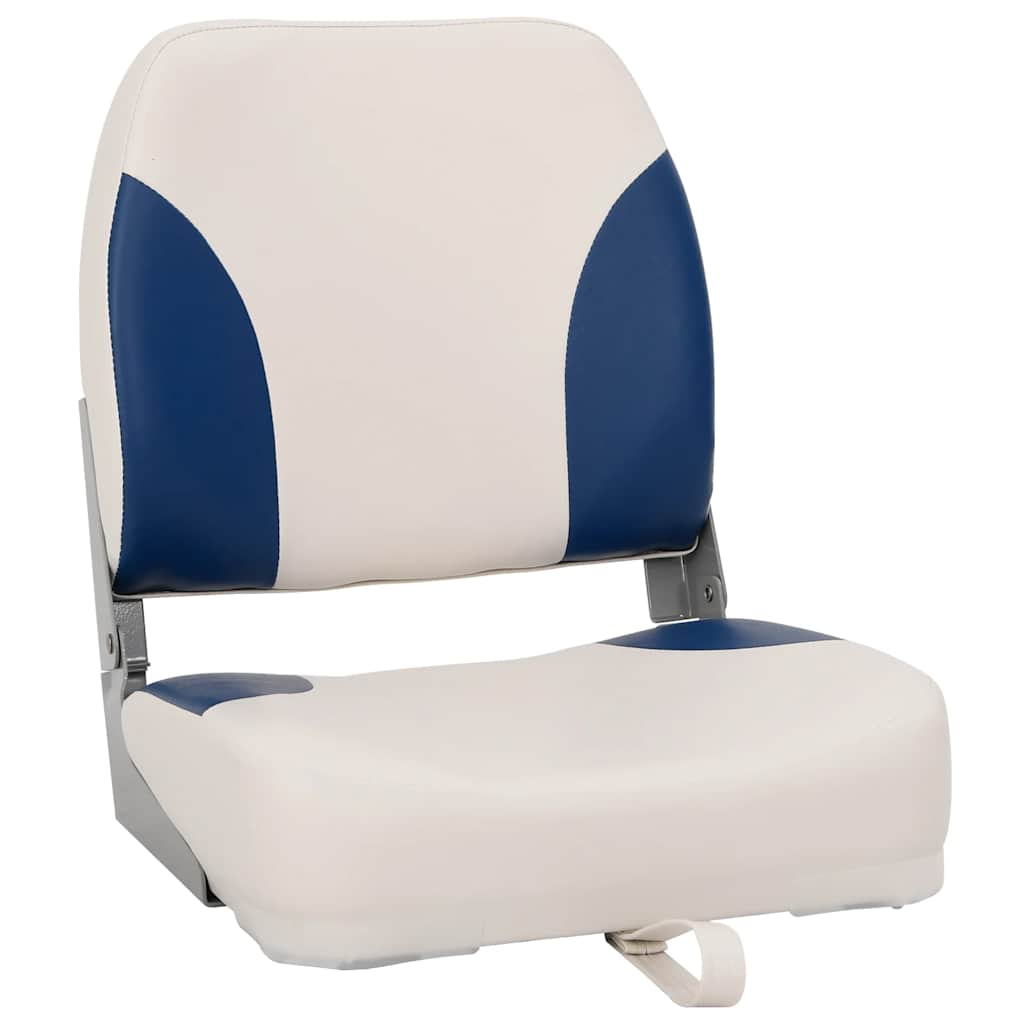 Set Sedile per Barca Pieghevole 4pz con Cuscino Blu-Bianco