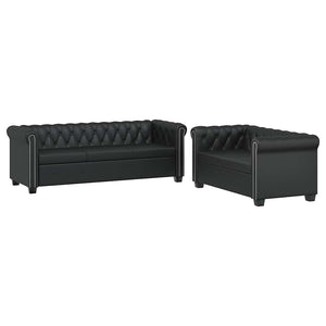 Set Divani a 2 e a 3 Posti in Pelle Artificiale Nero  cod mxl 13763
