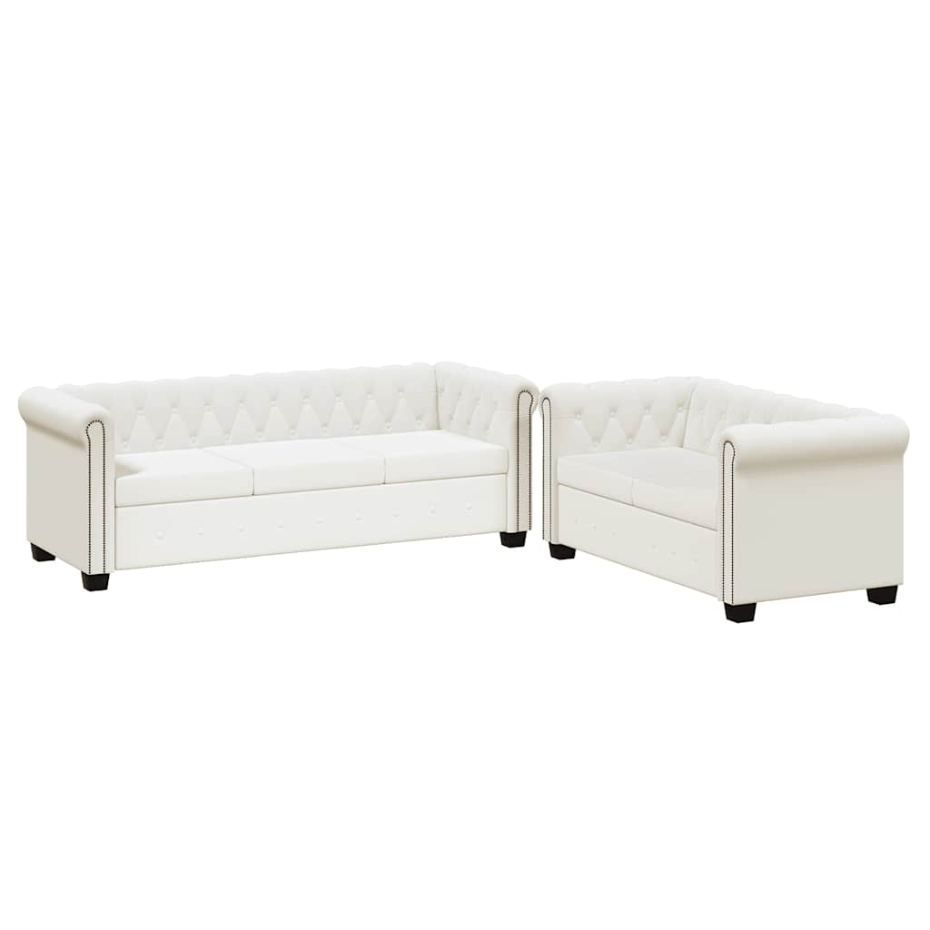 Divani Chesterfield a 2 Posti e a 3 Posti in Similpelle Bianco 272250