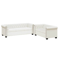 Divani Chesterfield a 2 Posti e a 3 Posti in Similpelle Bianco 272250
