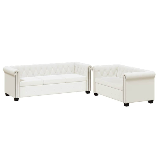 Divani Chesterfield a 2 Posti e a 3 Posti in Similpelle Bianco 272250