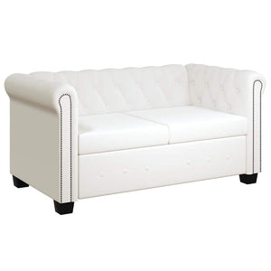 Divani Chesterfield a 2 Posti e a 3 Posti in Similpelle Bianco 272250