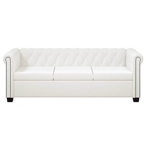 Divani Chesterfield a 2 Posti e a 3 Posti in Similpelle Bianco 272250