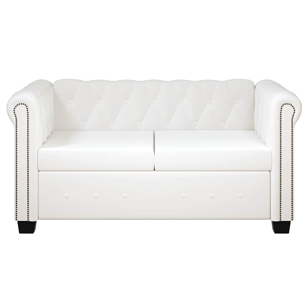 Divani Chesterfield a 2 Posti e a 3 Posti in Similpelle Bianco 272250