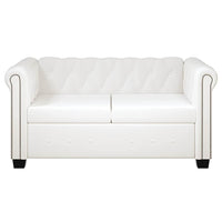 Divani Chesterfield a 2 Posti e a 3 Posti in Similpelle Bianco 272250