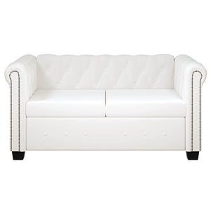 Divani Chesterfield a 2 Posti e a 3 Posti in Similpelle Bianco 272250