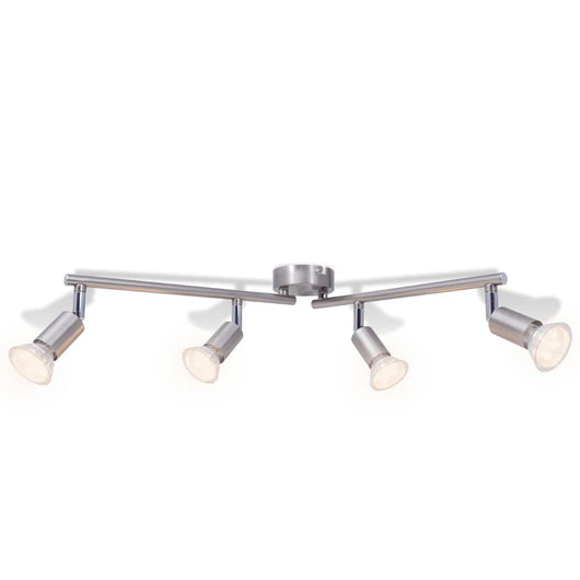 Lampada da Soffitto con 4 Faretti a LED in Nichel Satinato 50467