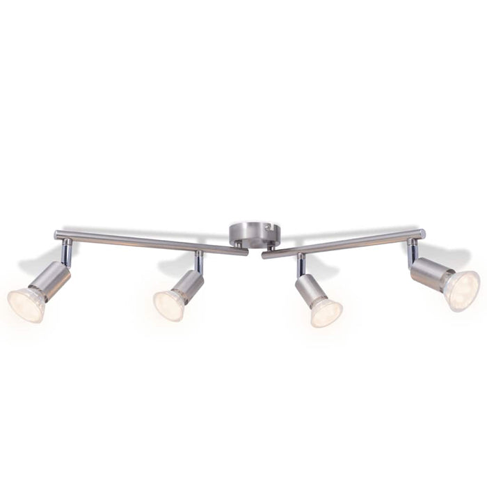 Lampada da Soffitto con 4 Faretti a LED in Nichel Satinato 50467