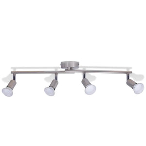 Lampada da Soffitto con 4 Faretti a LED in Nichel Satinato 50467
