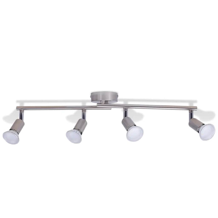 Lampada da Soffitto con 4 Faretti a LED in Nichel Satinato 50467