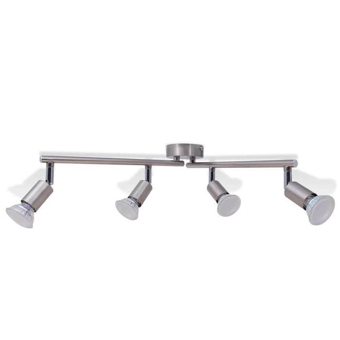 Lampada da Soffitto con 4 Faretti a LED in Nichel Satinato 50467