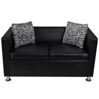 Divano 2 posti in pelle artificiale nero 242649