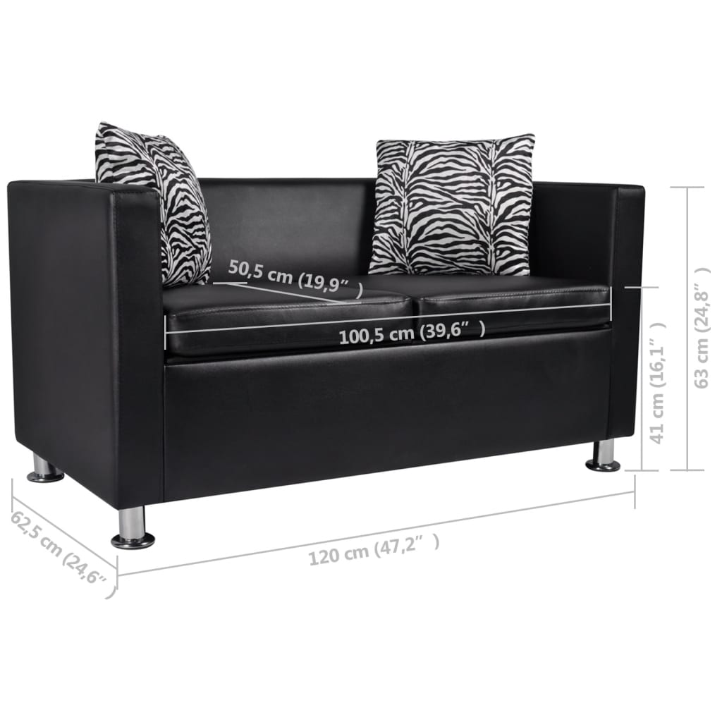 Divano 2 posti in pelle artificiale nero 242649