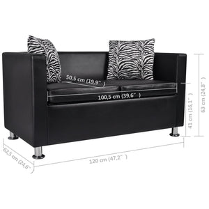 Divano 2 posti in pelle artificiale nero 242649