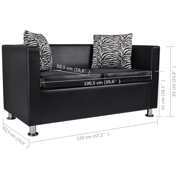 Divano 2 posti in pelle artificiale nero 242649