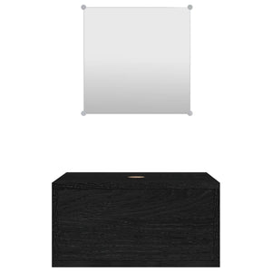 Set Mobili da Bagno 2 pz Nero in Legno Multistrato 242557