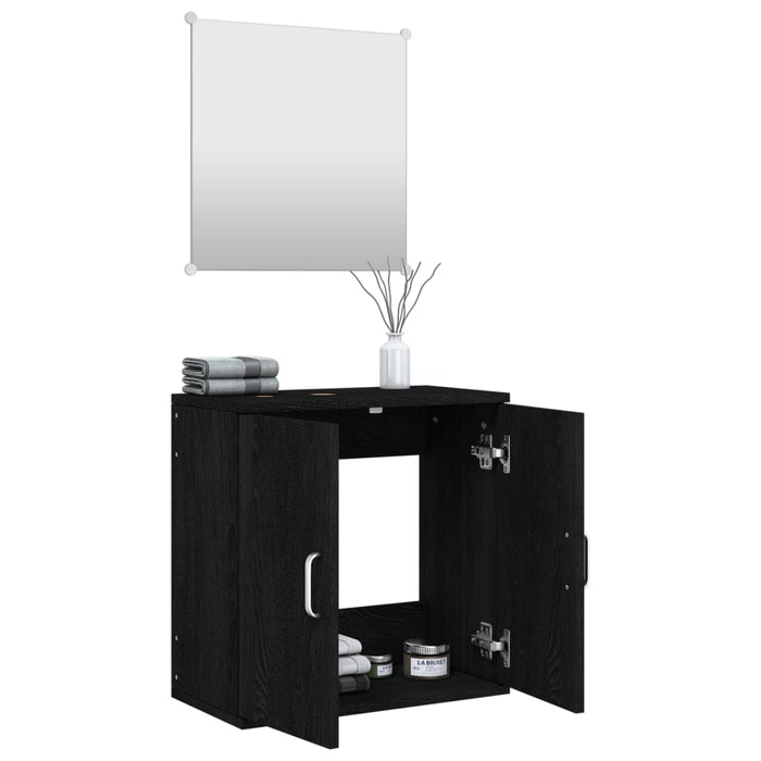 Set Mobili da Bagno 2 pz Nero in Legno Multistrato 242559