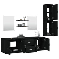 Set Mobili da Bagno 7 pz Nero in Legno Multistratocod mxl 132231