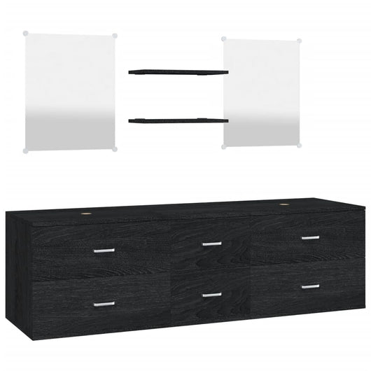 Set Mobili da Bagno 5 pz Nero in Legno Multistratocod mxl 132230