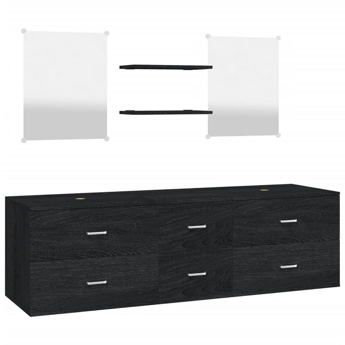 Set Mobili da Bagno 5 pz Nero in Legno Multistratocod mxl 132230