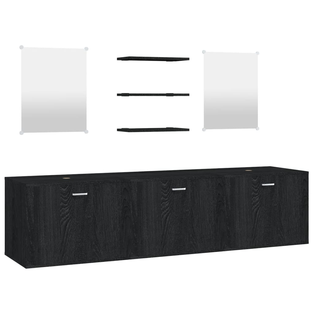 Set Mobili da Bagno 6 pz Nero in Legno Multistratocod mxl 88636