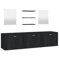 Set Mobili da Bagno 6 pz Nero in Legno Multistratocod mxl 88636