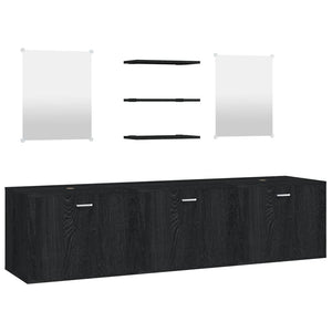 Set Mobili da Bagno 6 pz Nero in Legno Multistratocod mxl 88636