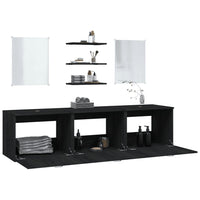 Set Mobili da Bagno 6 pz Nero in Legno Multistratocod mxl 88636