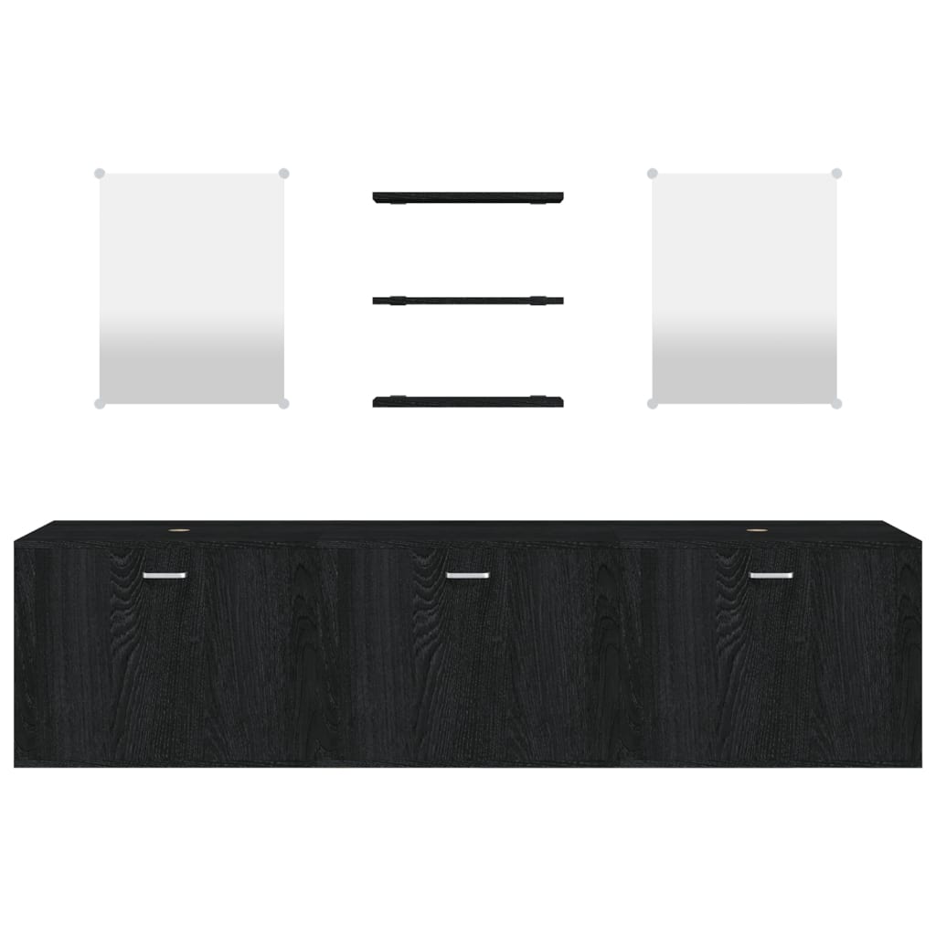 Set Mobili da Bagno 6 pz Nero in Legno Multistrato 242565
