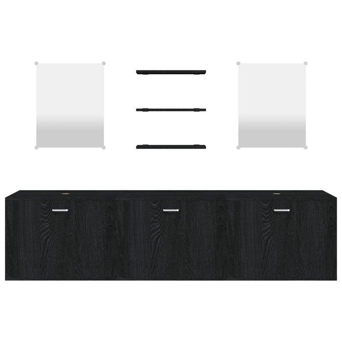 Set Mobili da Bagno 6 pz Nero in Legno Multistrato 242565