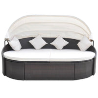 Lettino Prendisole con Baldacchino in Polyrattan Marrone cod mxl 66814