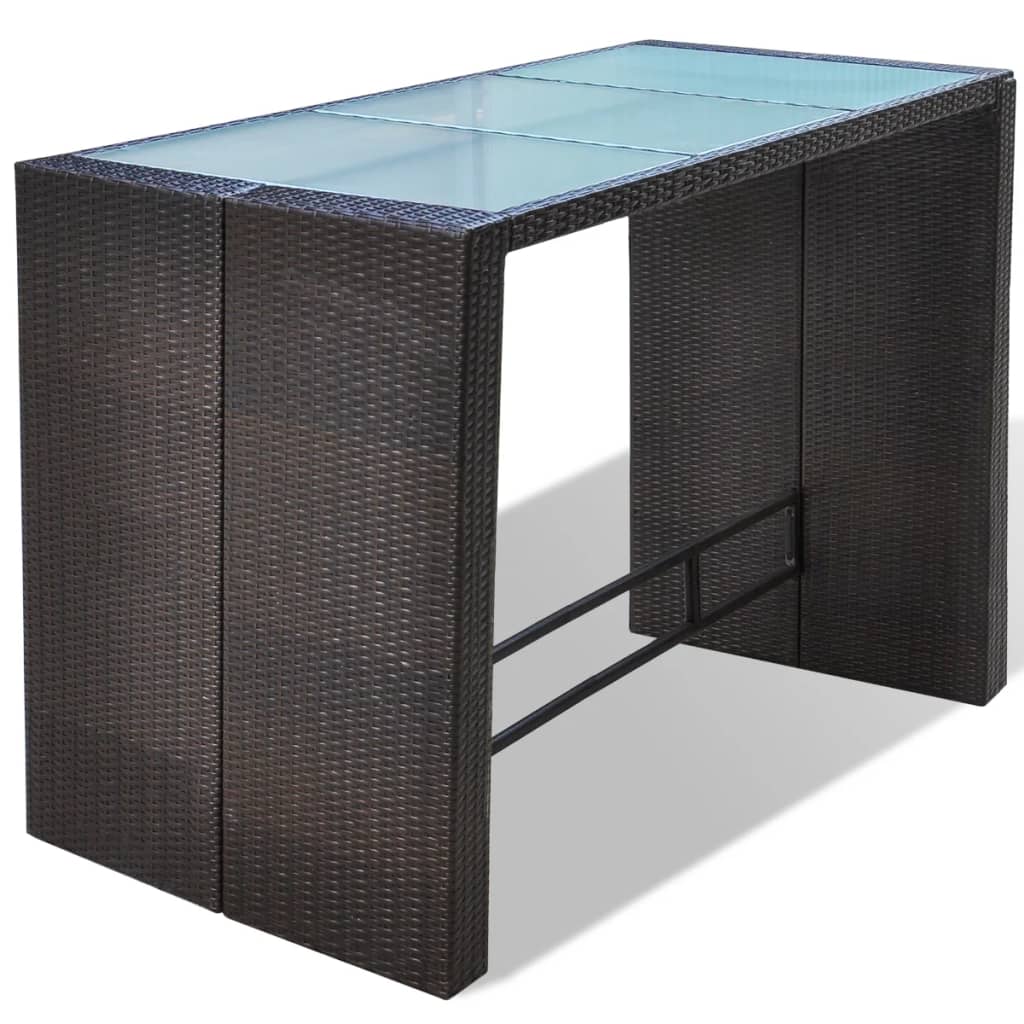 Set da Bar da Giardino 7 pz con Cuscini in Polyrattan Marrone 41836