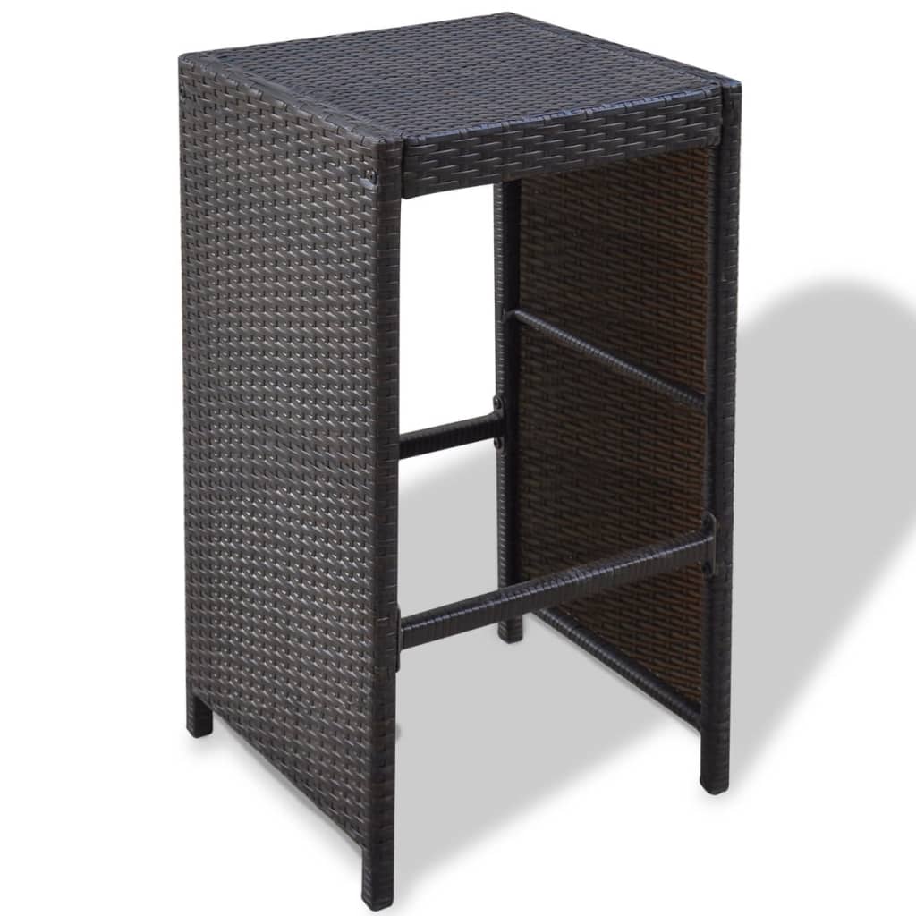 Set da Bar da Giardino 7 pz con Cuscini in Polyrattan Marrone cod mxl 35257