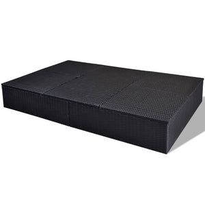 Lettino Prendisole Doppio con Cuscino in Polyrattan Nero cod mxl 68887