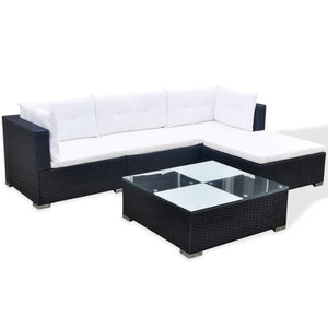 Set Divani da Giardino 5 pz con Cuscini in Polyrattan Nero cod mxl 36279