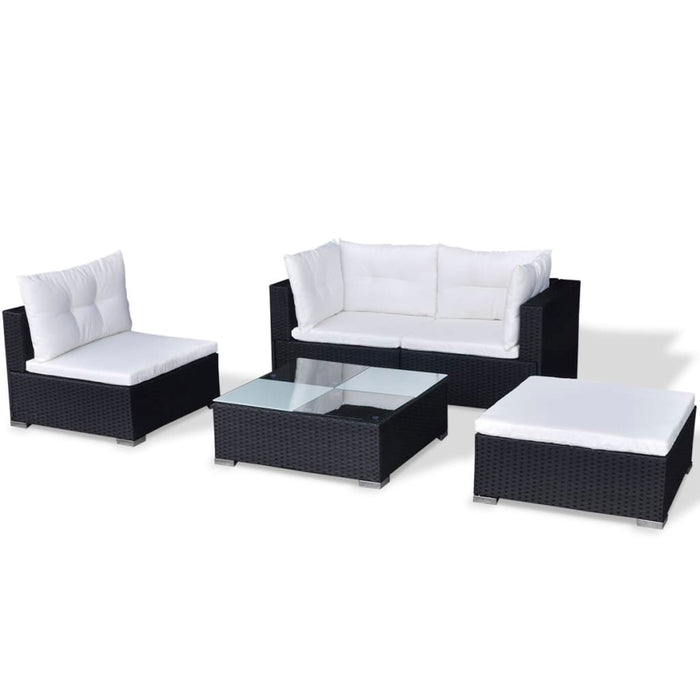 Set Divani da Giardino 5 pz con Cuscini in Polyrattan Nero cod mxl 36279