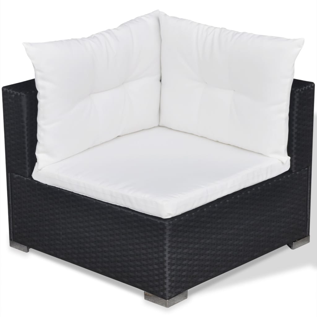 Set Divani da Giardino 5 pz con Cuscini in Polyrattan Nero cod mxl 36279