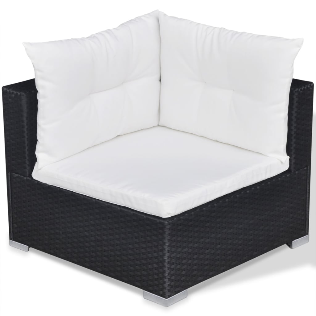 Set Divani da Giardino 10 pz con Cuscini in Polyrattan Nero cod mxl 34576