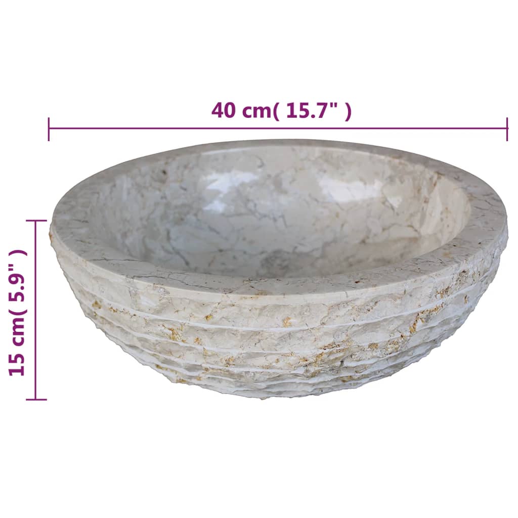Lavandino in Marmo-Lavabo-Lavello 40 cm Crema