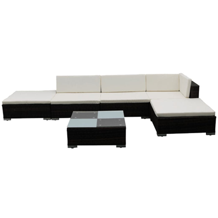 Set Divani da Giardino 6 pz con Cuscini in Polyrattan Marrone 42085