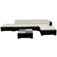 Set Divani da Giardino 6 pz con Cuscini in Polyrattan Marrone 42085