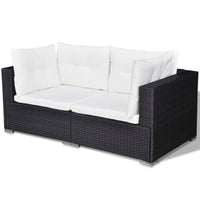 Set Divani da Giardino 5 pz con Cuscini in Polyrattan Nero 42100