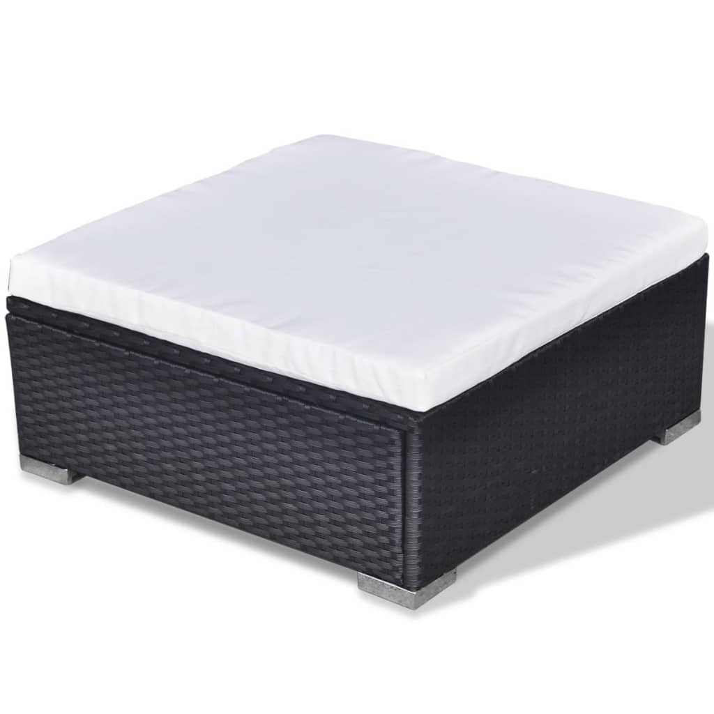 Set Divani da Giardino 5 pz con Cuscini in Polyrattan Nero 42100