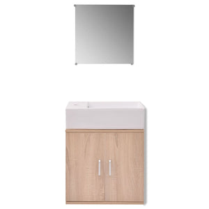 Set Mobili da Bagno con Lavabo 3 pz-Mobile per bagno Beige