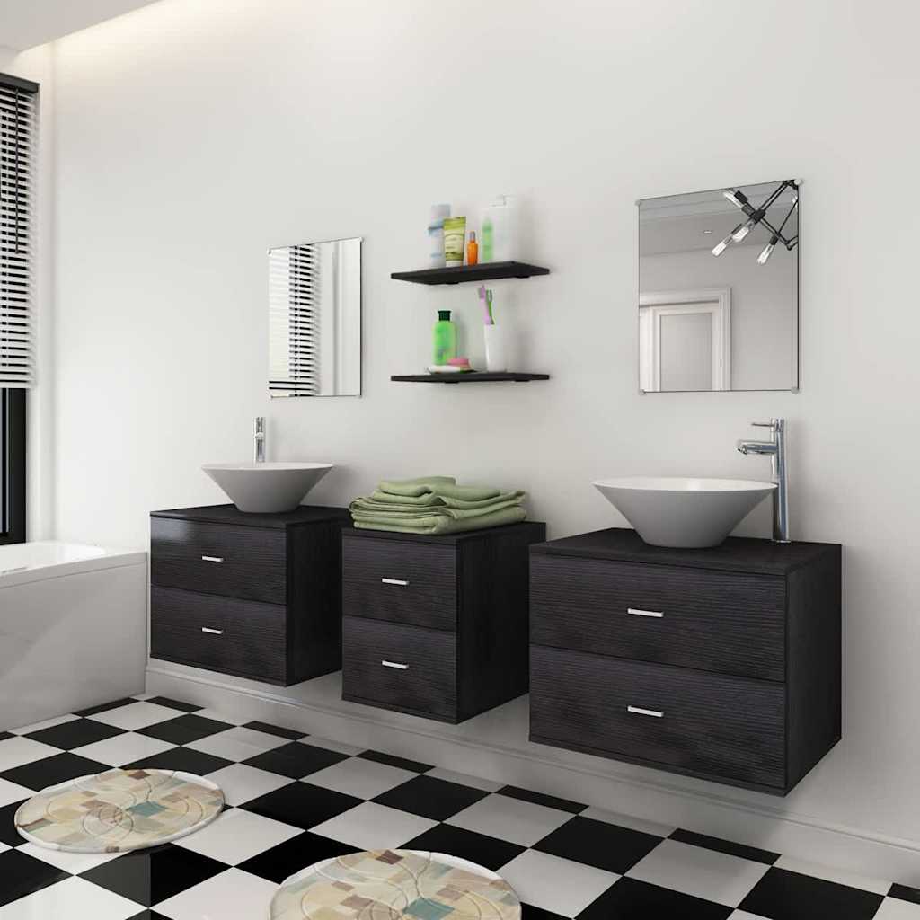 Mobili da Bagno con Lavabo Set 7 pz Nero 272231